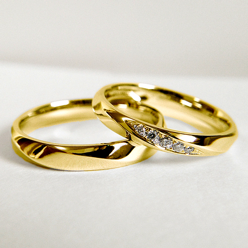 Twisted Romance Matching Couple Rings Set - Eleganzia Jewelry